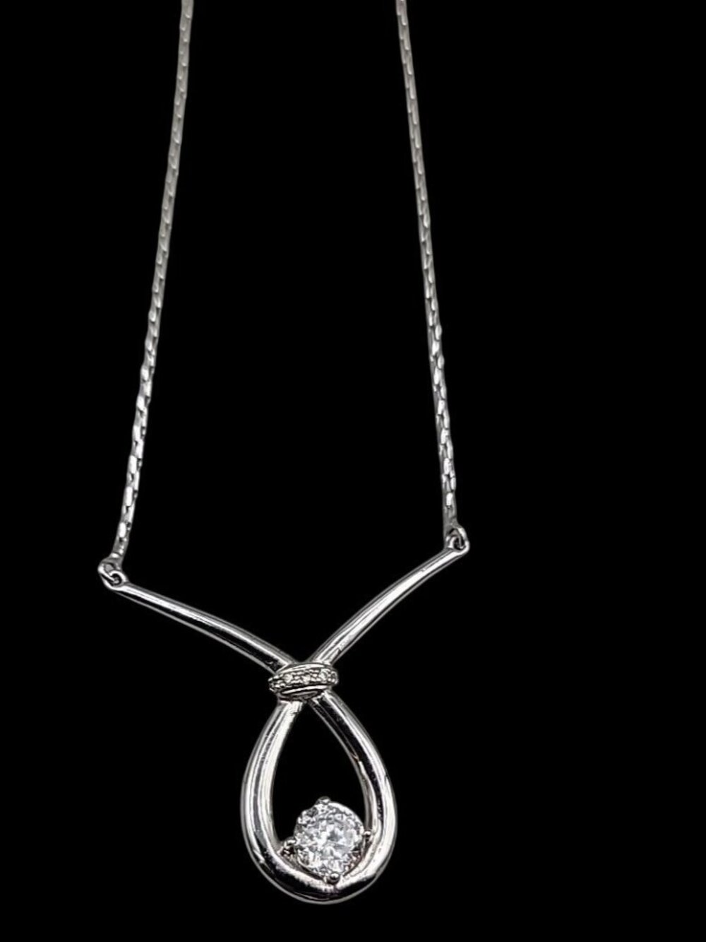 NVC Natasha V Collister Sterling Silver CZ Y Drop Necklace 17" Choker - Picture 12 of 13